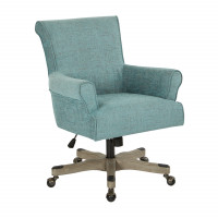 OSP Home Furnishings MEGSA-MC5 Megan Office Chair in Turquoise Fabric with Grey Wash Wood
